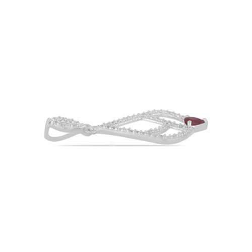 BUY 925 SILVER NATURAL GLASS FILLED RUBY GEMSTONE STYLISH PENDANT